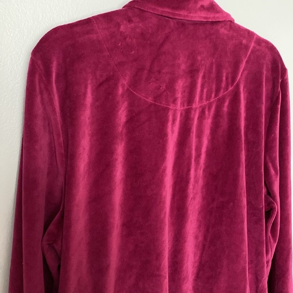 Alfred Dunner Berry Velour Jacket Zip Front Gold Detail Pockets Size Large - Picture 7 of 9